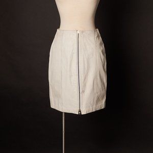 1980s Punk White Leather Zipper Skirt
